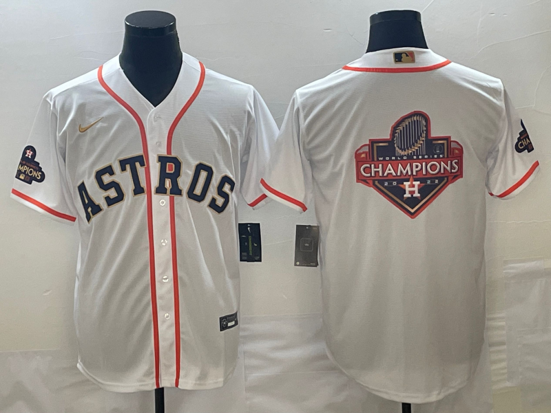 Men’s Houston Astros White 2023 Gold Collection Jersey