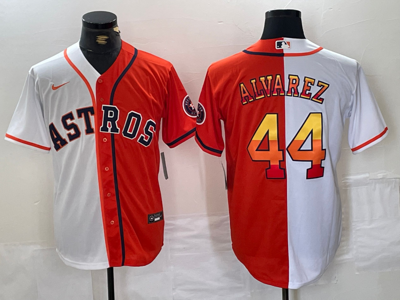 Men’s Houston Astros Yordan Alvarez #44 White/Orange Jersey