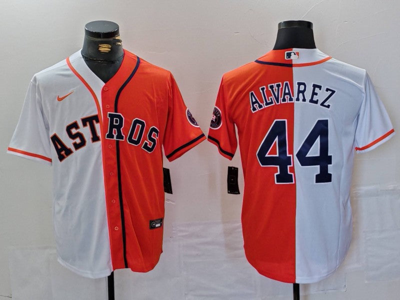 Men’s Houston Astros Yordan Alvarez #44 White/Orange Limited Jersey
