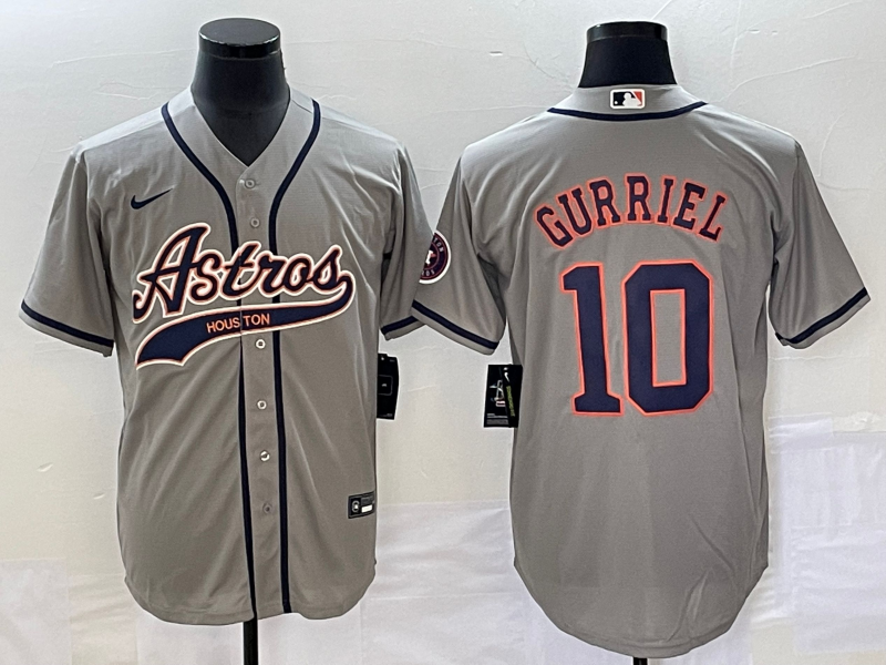Men’s Houston Astros Yuli Gurriel #10 Gray Jersey Joint Edition