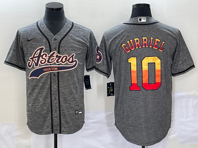 Men’s Houston Astros Yuli Gurriel #10 Gray Jersey Joint Edition