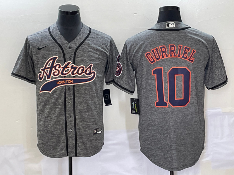 Men’s Houston Astros Yuli Gurriel #10 Gray Team Jersey Joint Edition