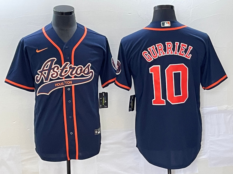 Men’s Houston Astros Yuli Gurriel #10 Navy Jersey Joint Edition
