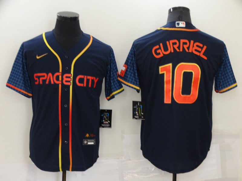Men’s Houston Astros Yuli Gurriel #10 Navy Space City Jersey
