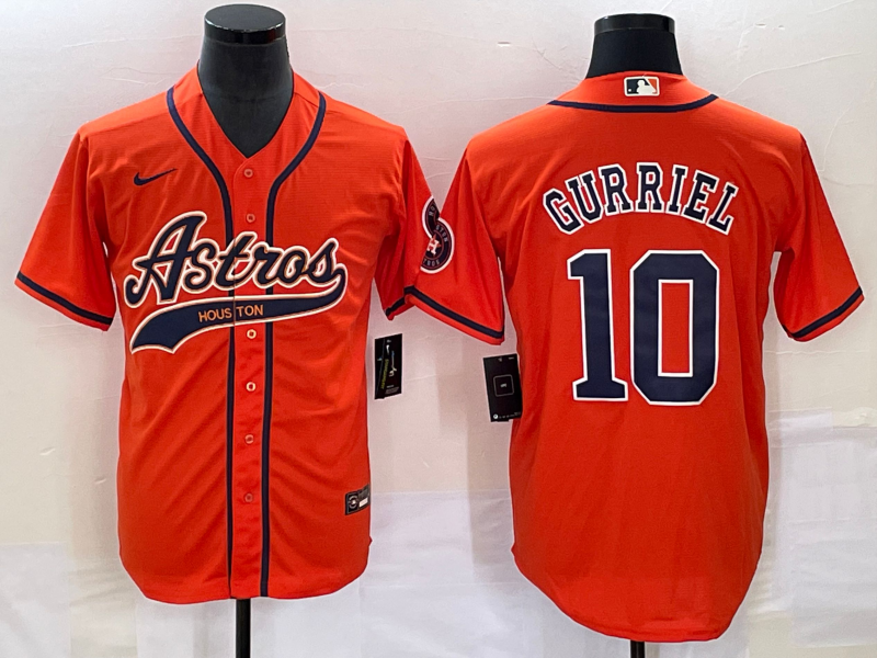Men’s Houston Astros Yuli Gurriel #10 Orange Jersey Joint Edition