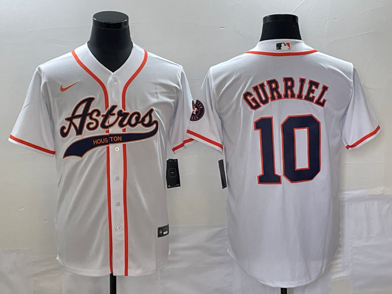 Men’s Houston Astros Yuli Gurriel #10 White Jersey Joint Edition