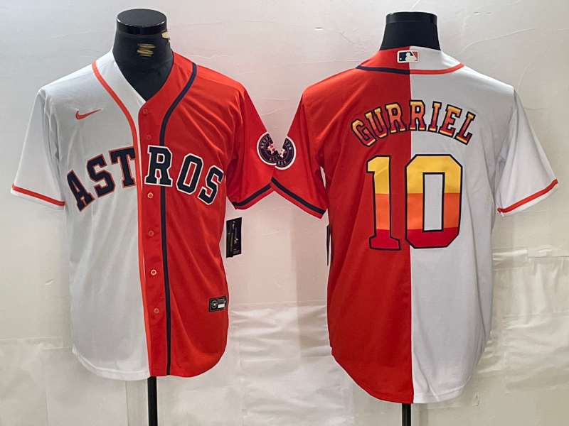 Men’s Houston Astros Yuli Gurriel #10 White/Orange Jersey
