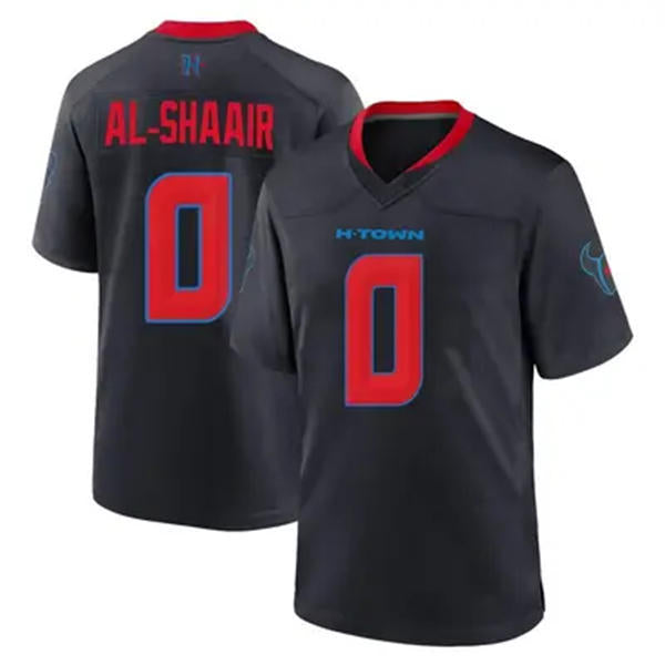 Men’s Houston Texans #0 Azeez Al-Shaair Nike Navy Red 2nd Alternate H-Town F.U.S.E. Limited Player Jersey