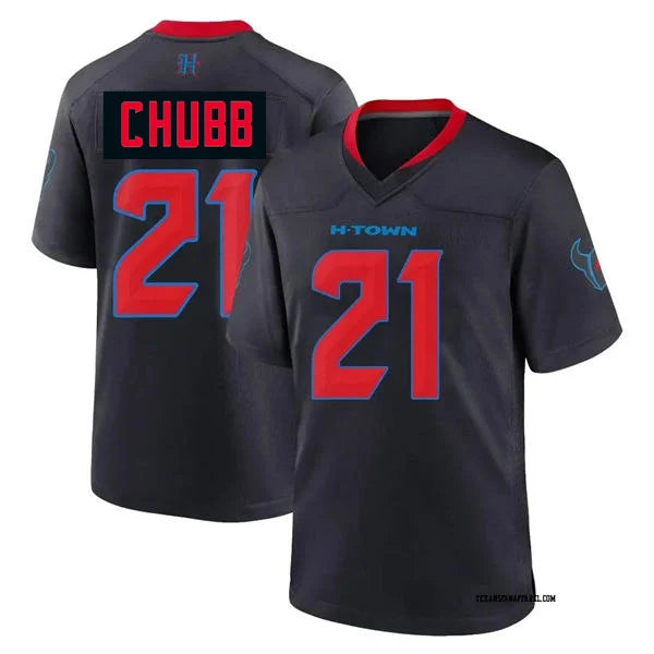 Men’s Houston Texans #21 Nick Chubb Nike Navy Red 2nd Alternate H-Town F.U.S.E. Limited Player Jersey