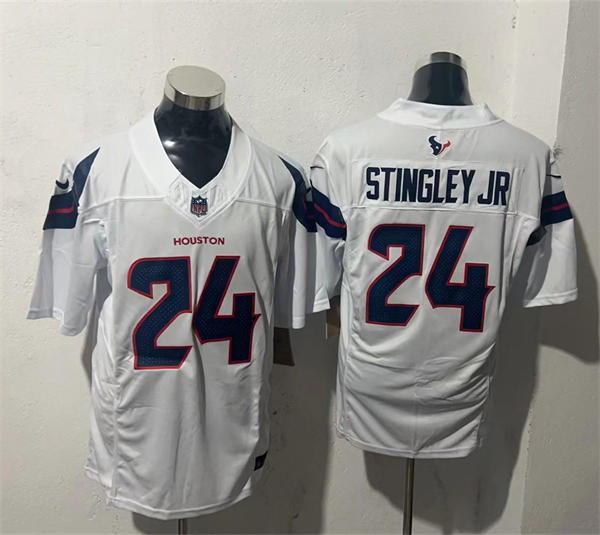 Men’s Houston Texans #24 Derek Stingley Jr Nike 2024 White Vapor Limited Player Jersey