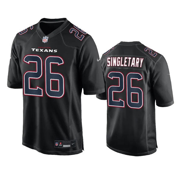 Men’s Houston Texans #26 Devin Singletary 2024 Black Fashion Game Jersey