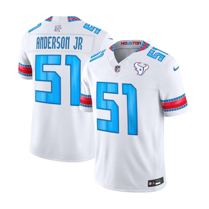 Men’s Houston Texans #51 Will Anderson Jr. White 2026 F.U.S.E. ‘HOUSTON/US’ Rivalries Collection Limited Stitched Football Jersey