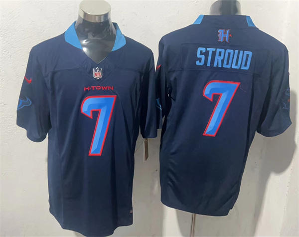 Men’s Houston Texans #7 CJ Stroud Navy Blue H-Town Fans Fashion F.U.S.E. Limited Jersey