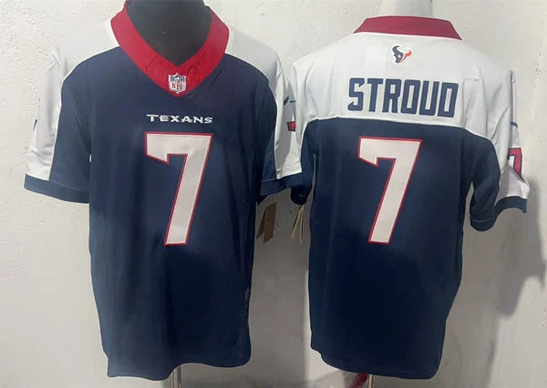 Men’s Houston Texans #7 CJ Stroud Navy White Gratitude F.U.S.E. Limited Jersey