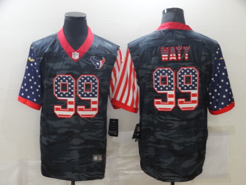 Men’s Houston Texans J.J. Watt #99 Gray Camouflage Jersey
