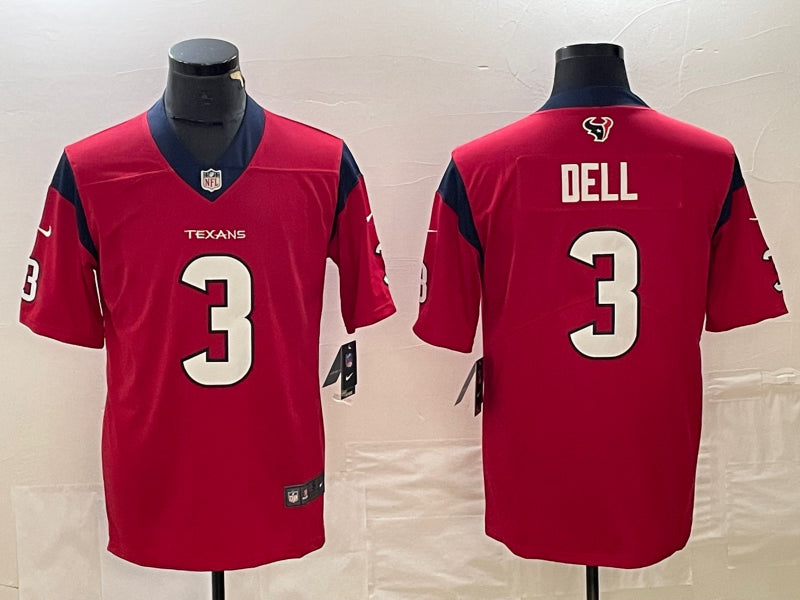 Men’s Houston Texans Tank Dell #3 Red Jersey