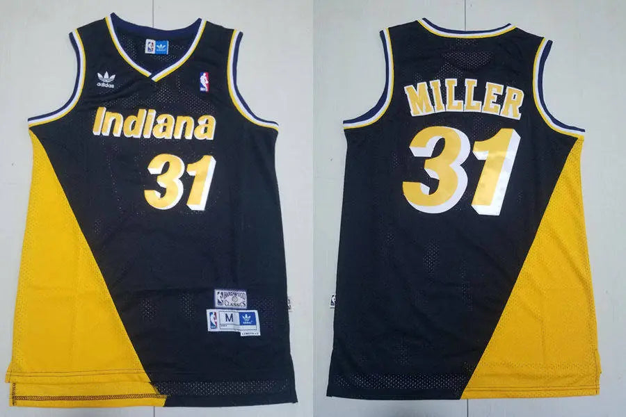 Men’s Indiana Pacers #31 Reggie Miller Navy Gold Throwback Swingman Jersey