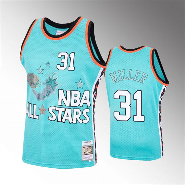 Men’s Indiana Pacers #31 Reggie Miller Teal 1996 All-Star Eastern Conference Rhinestone Jersey