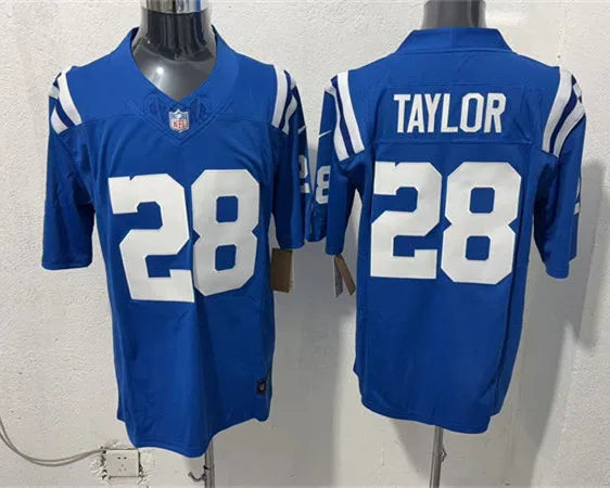 Men’s Indianapolis Colts #28 Jonathan Taylor Nike Royal Vapor F.U.S.E. Limited Jersey