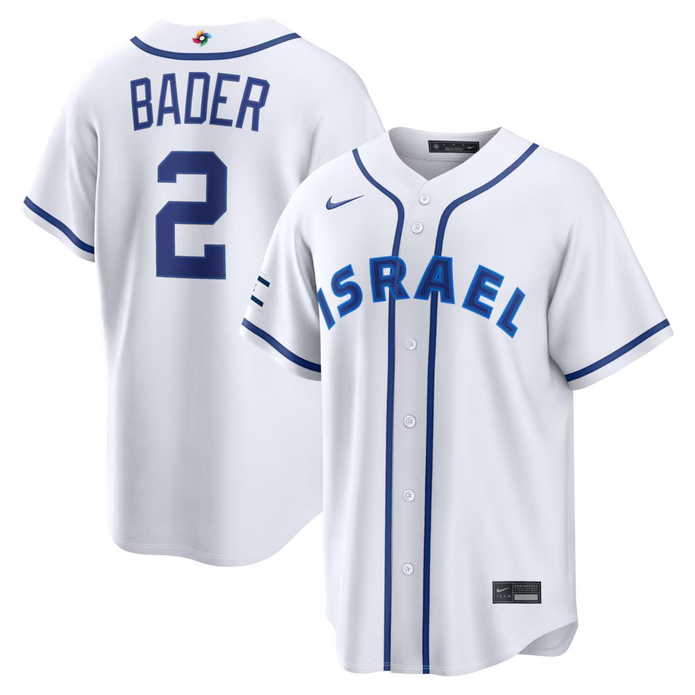 Men’s Israel Baseball #2 Harrison Bader White 2026 World Baseball Classic Home Stadium Jersey