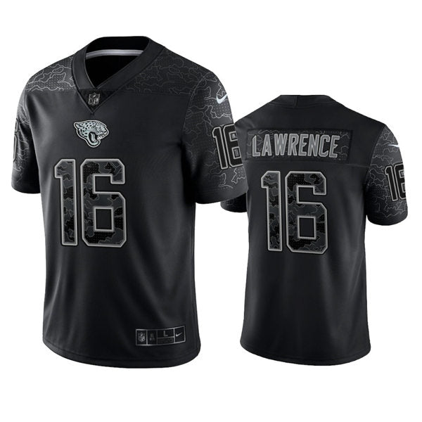 Mens Jacksonville Jaguars #16 Trevor Lawrence Black Reflective Limited Jersey