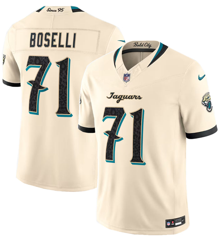 Men’s Jacksonville Jaguars #71 Tony Boselli Cream 2026 F.U.S.E. Rivalries Collection Limited Stitched Football Jersey