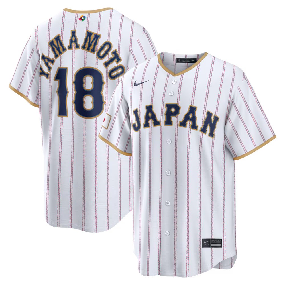 Men’s Japan Baseball #18 Yoshinobu Yamamoto White 2026 World Baseball Classic Home Stadium Jersey