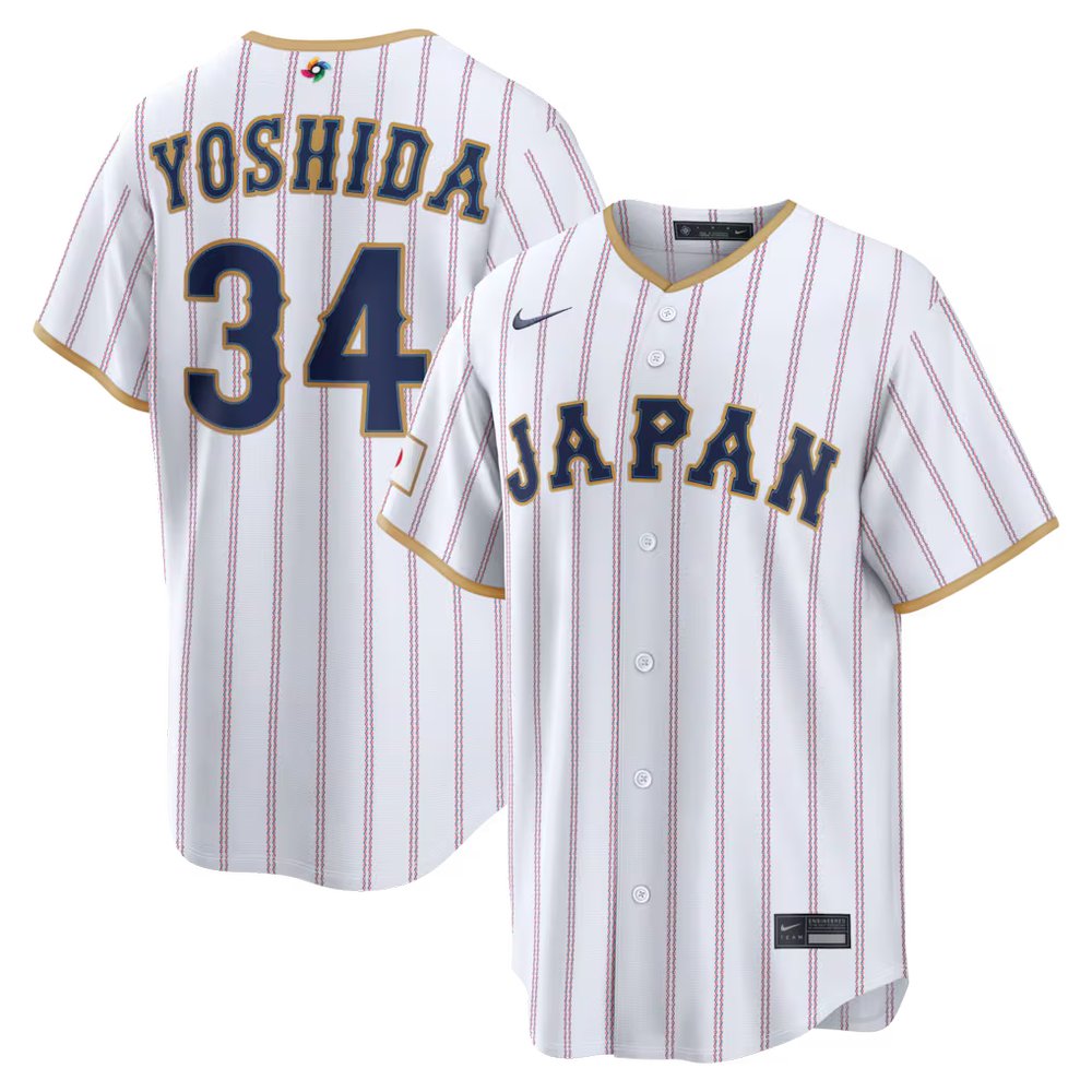 Men’s Japan Baseball #34 Masataka Yoshida White 2026 World Baseball Classic Home Stadium Jersey