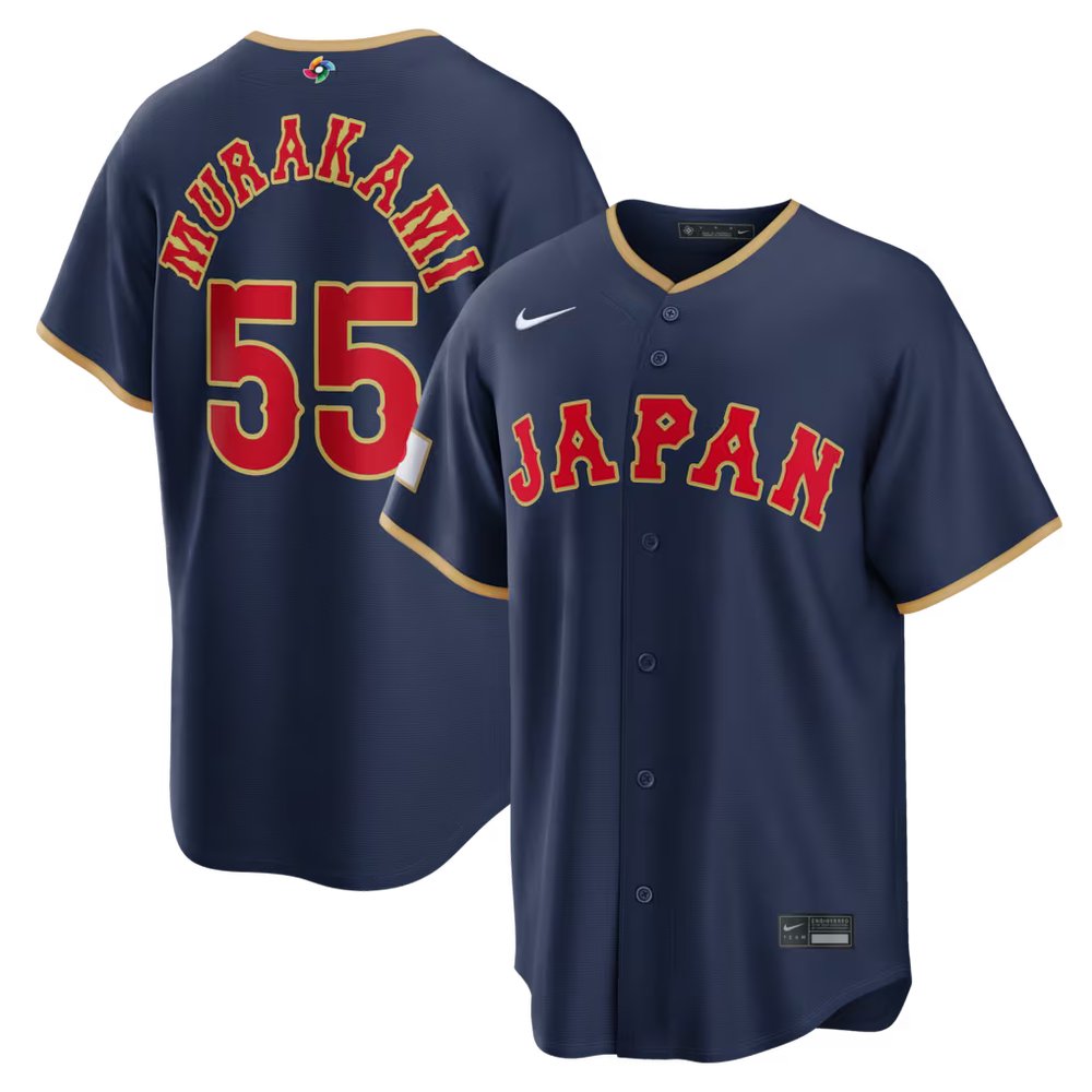 Men’s Japan Baseball #55 Munetaka Murakami Navy 2026 World Baseball Classic Road Stadium Jersey