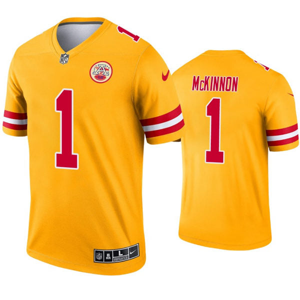 Men’s Kansas City Chiefs #1 Jerick McKinnon Nike Gold Inverted Legend Jersey