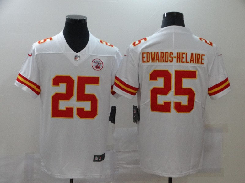 Men’s Kansas City Chiefs #25 Clyde Edwards-Helaire Nike White Game Football Jersey