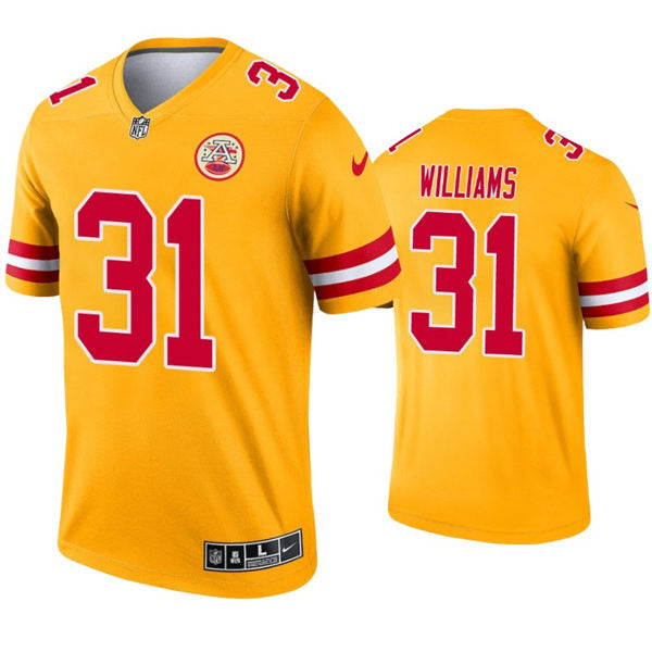 Men’s Kansas City Chiefs #31 Darrel Williams Nike Gold Inverted Legend Jersey