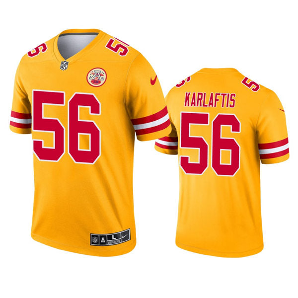Men’s Kansas City Chiefs #56 George Karlaftis Stitched Gold Inverted Legend Jersey