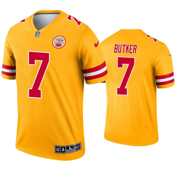 Men’s Kansas City Chiefs #7 Harrison Butker Nike Gold Inverted Legend Jersey