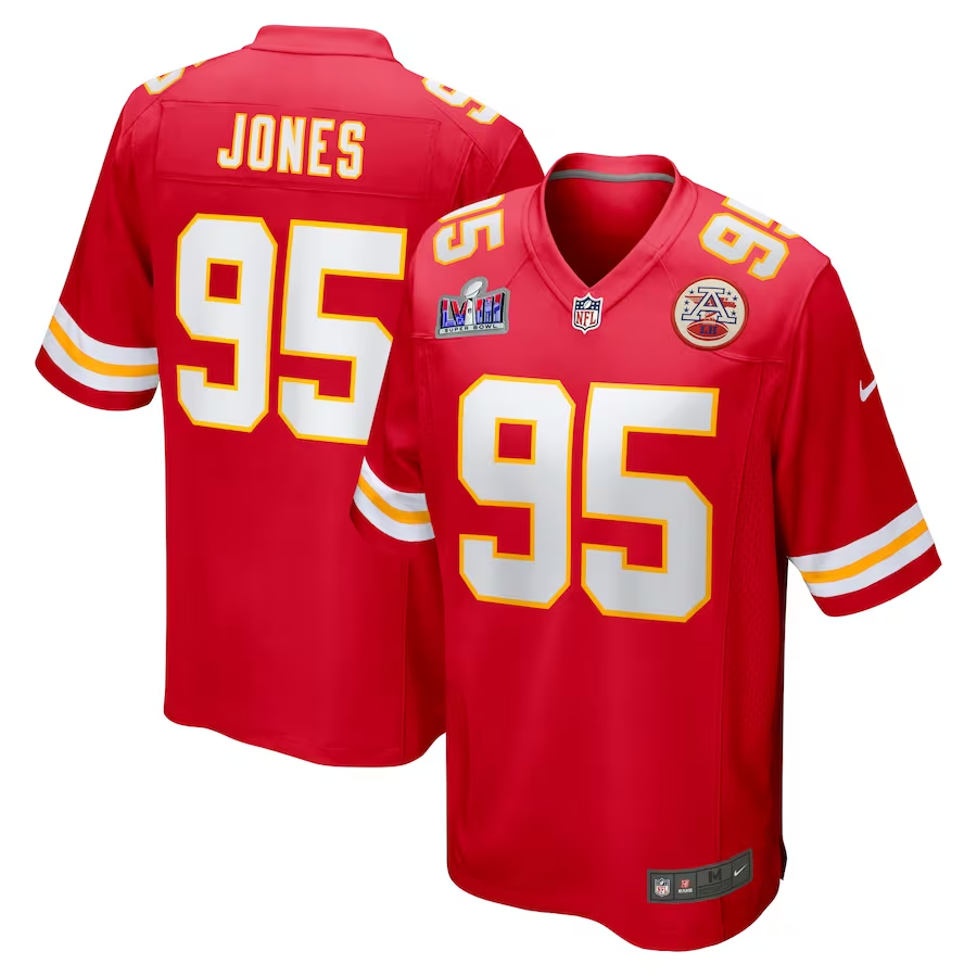 Men’s Kansas City Chiefs Chris Jones #95 Red Super Bowl LVIII Jersey