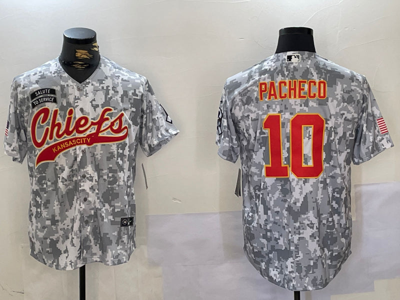 Men’s Kansas City Chiefs Isiah Pacheco #10 Arctic Camo Salute to Service Limited Jersey