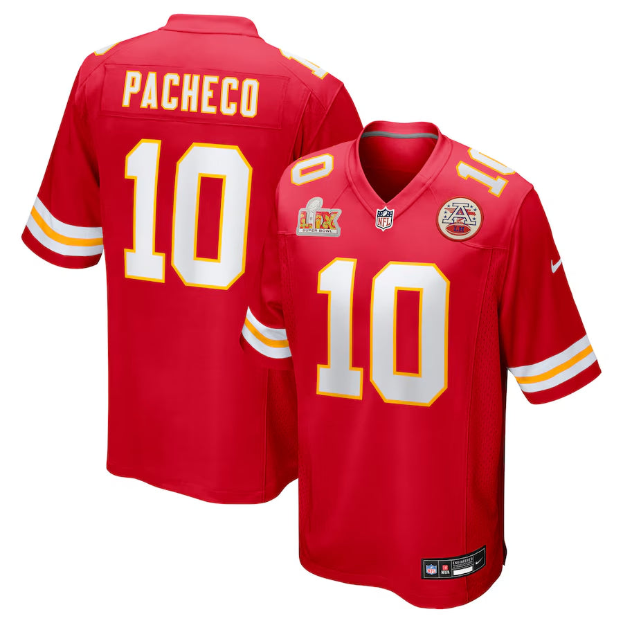 Men’s Kansas City Chiefs Isiah Pacheco #10 Red Super Bowl LIX Jersey
