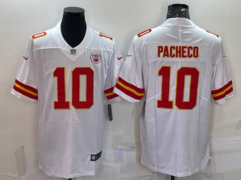 Men’s Kansas City Chiefs Isiah Pacheco #10 White Jersey