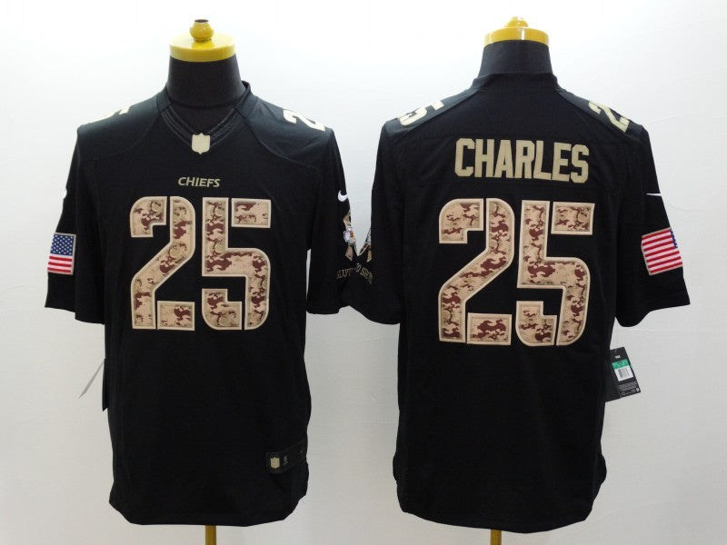 Men’s Kansas City Chiefs Jamaal Charles #25 Black Jersey