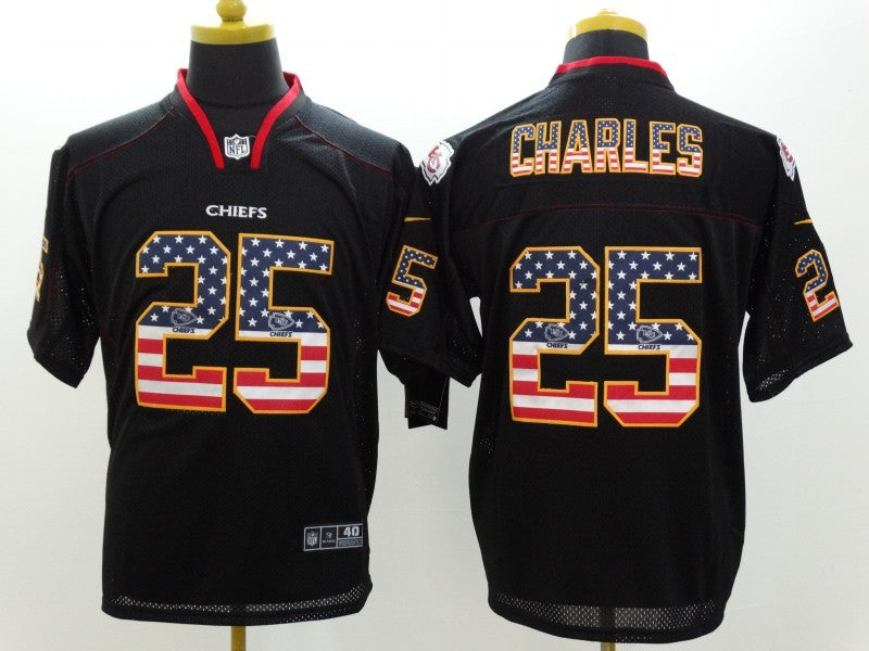 Men’s Kansas City Chiefs Jamaal Charles #25 Black Jersey