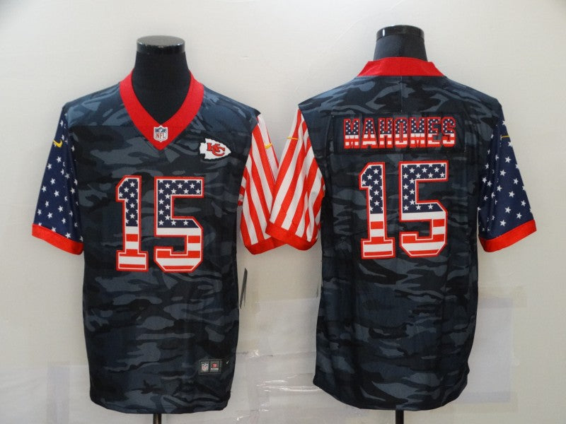 Men’s Kansas City Chiefs Patrick Mahomes #15 Gray Camouflage Jersey