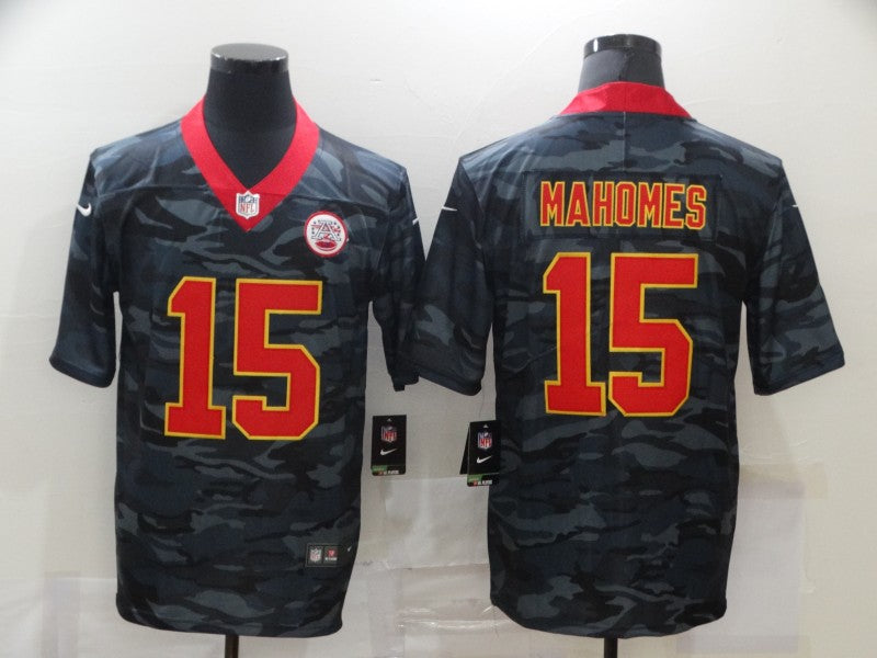 Men’s Kansas City Chiefs Patrick Mahomes #15 Gray Camouflage Jersey