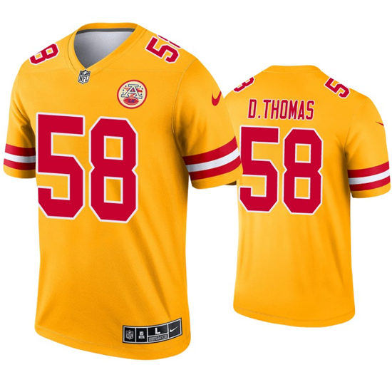 Men’s Kansas City Chiefs Retired Player #58 Derrick Thomas Nike Gold Inverted Legend Jersey
