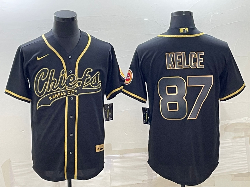 Men’s Kansas City Chiefs Travis Kelce #87 Black Jersey Joint Edition