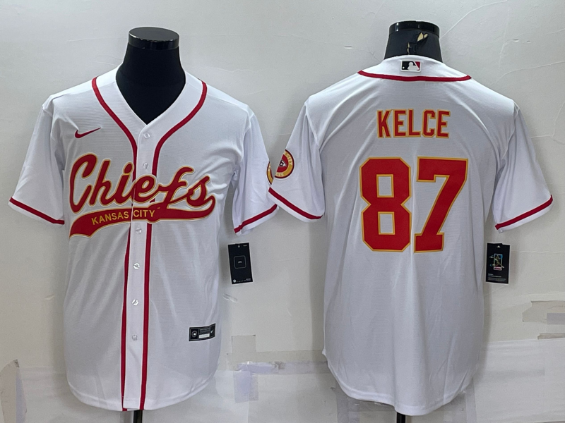 Men’s Kansas City Chiefs Travis Kelce #87 White Jersey Joint Edition