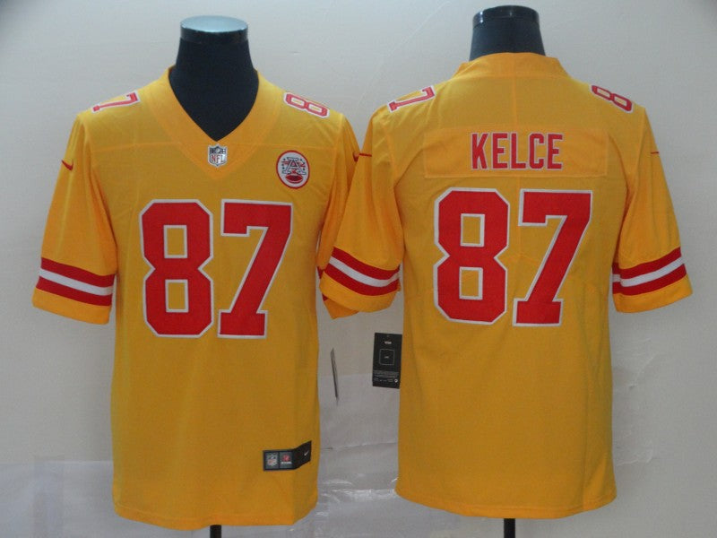 Men’s Kansas City Chiefs Travis Kelce #87 Yellow Inverted Legend Jersey