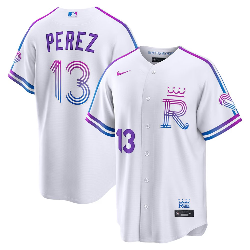 Men’s Kansas City Royals #13 Salvador Perez White 2026 City Connect Stitched Jersey