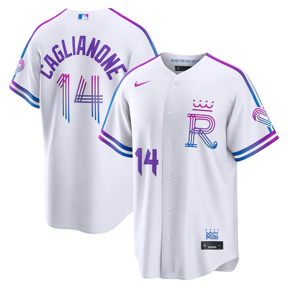 Men’s Kansas City Royals #14 Jac Caglianone Nike White 2026 City Connect Stadium Jersey