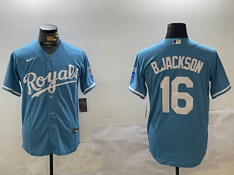 Men’s Kansas City Royals #16 Bo Jackson Blue Baseball Jersey