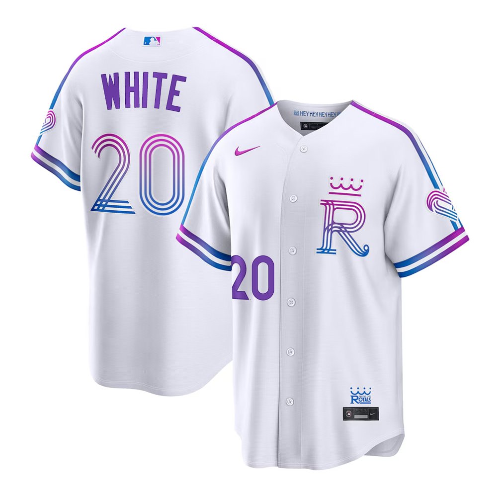 Men’s Kansas City Royals #20 Frank White White 2026 City Connect Stitched Jersey
